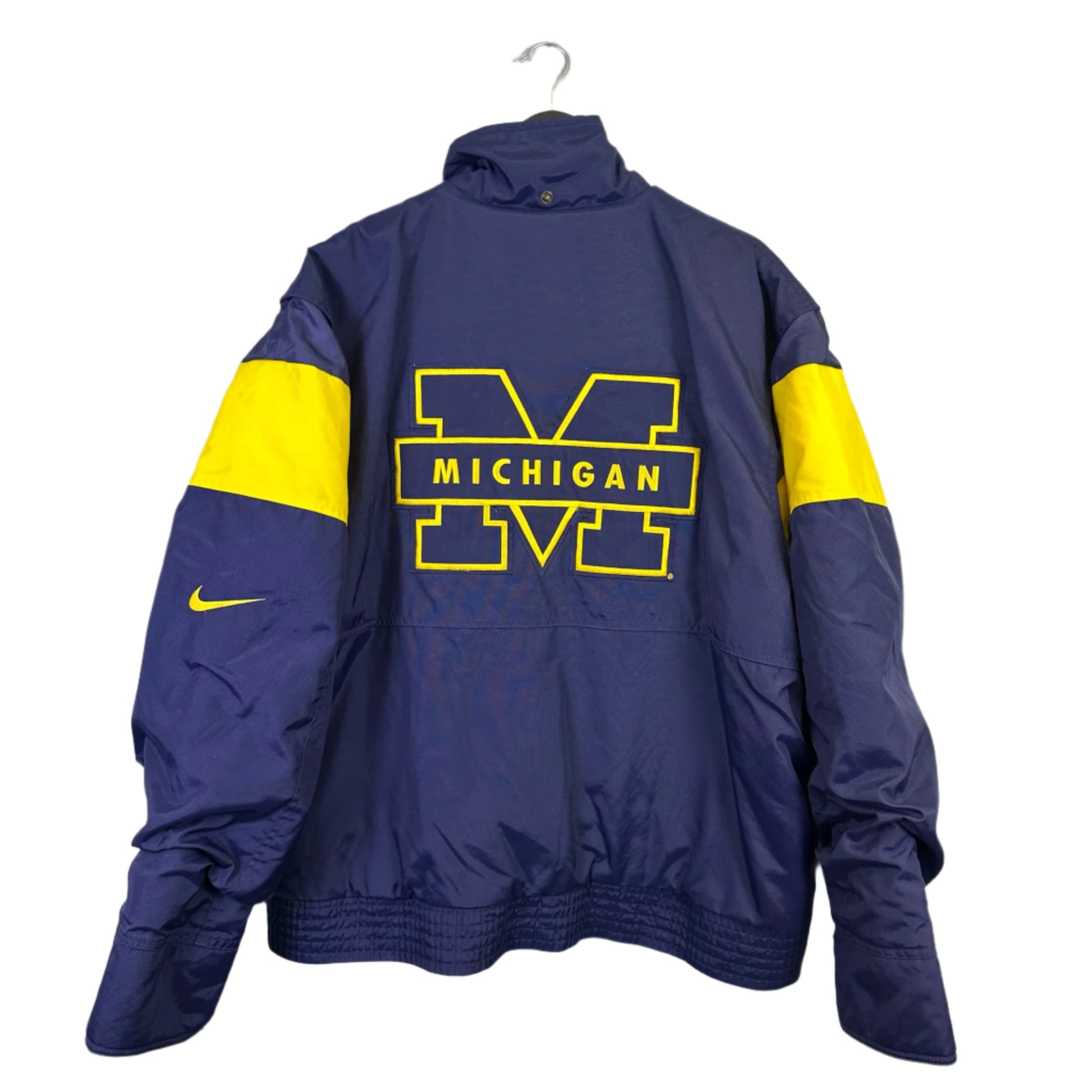 vintage michigan marching band puffer jacket