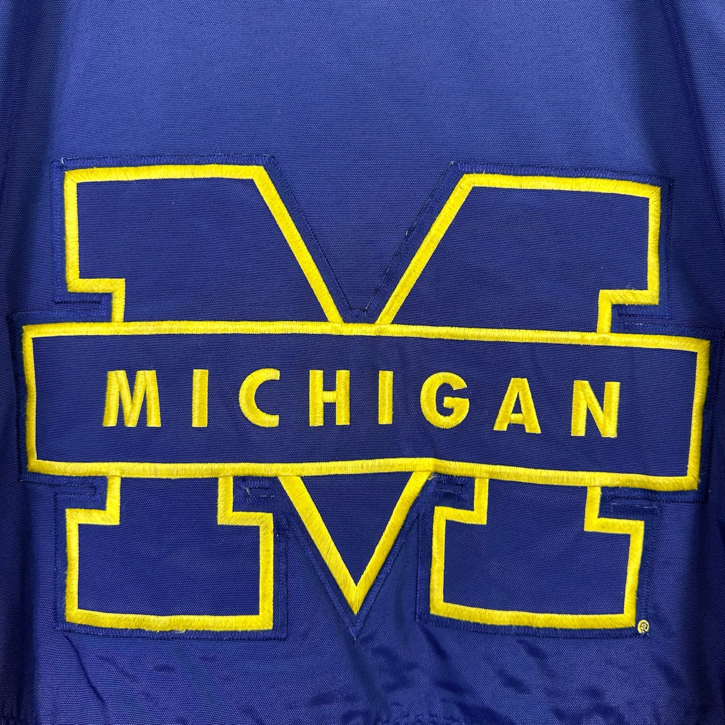 vintage michigan marching band puffer jacket