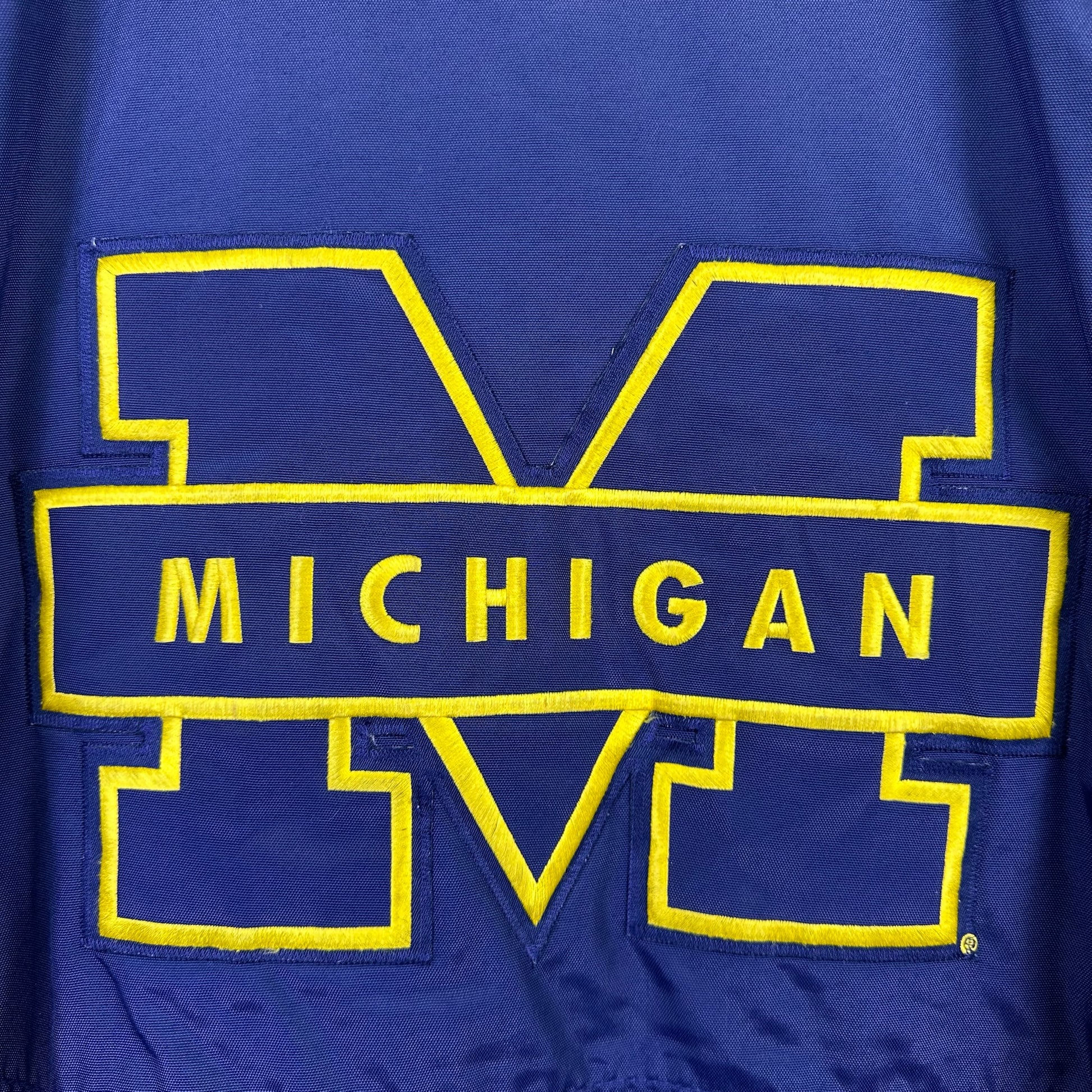 vintage michigan marching band puffer jacket