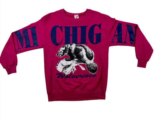Michigan Cross Script Crewneck