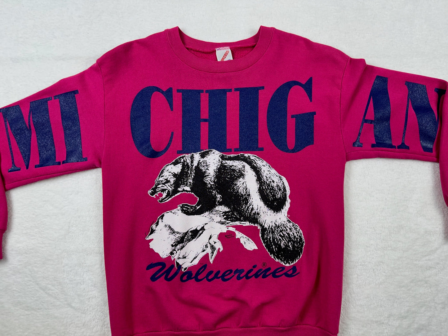 Michigan Cross Script Crewneck
