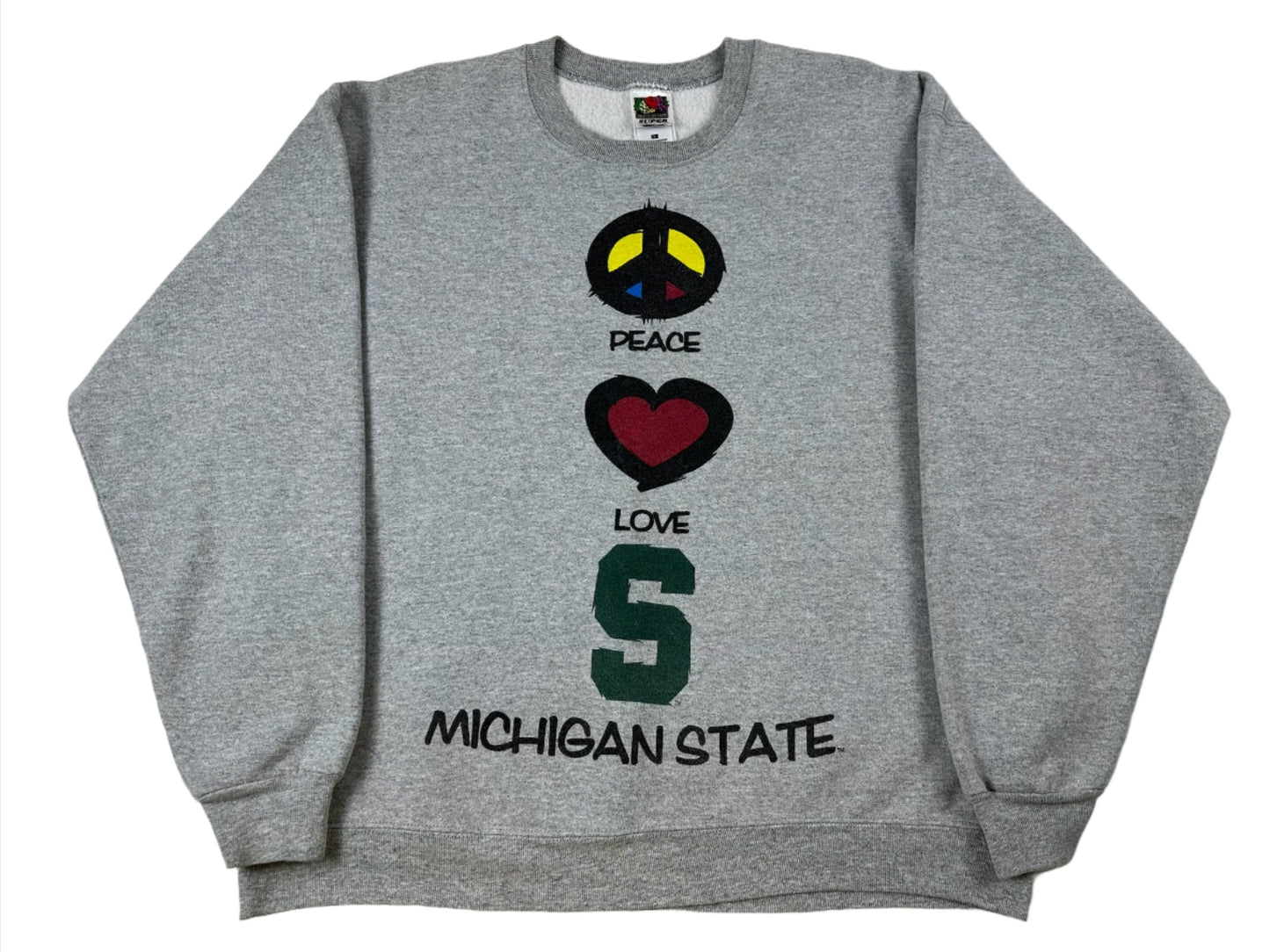 Michigan State Vintage Peace Love Crewneck