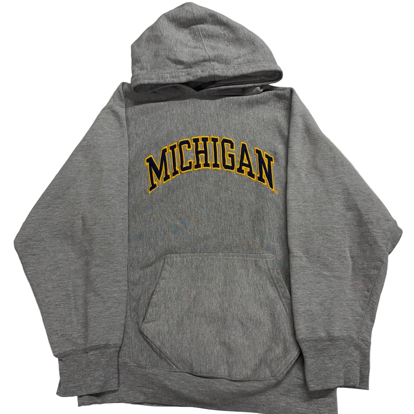 Gray hoodie with 'MICHIGAN' text on a white background