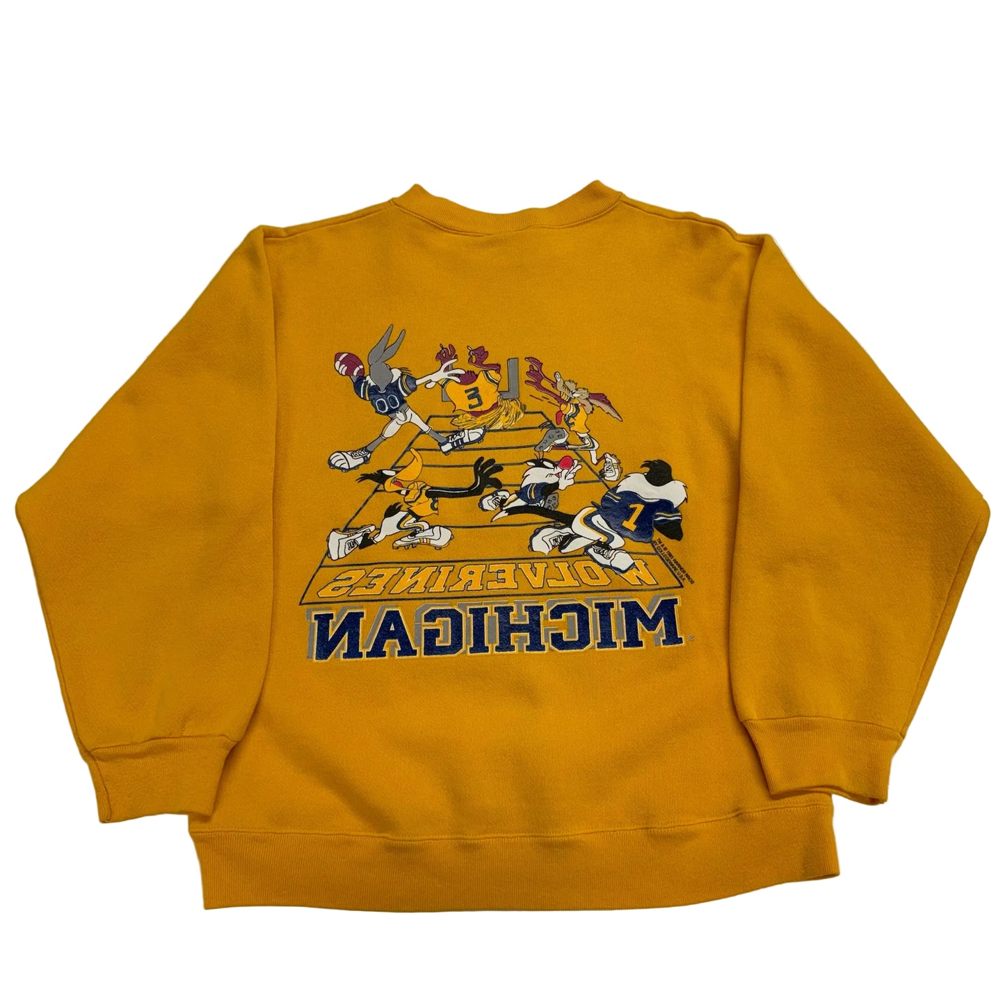 Yellow sweatshirt with graphic design and 'Michigan' text on a white background