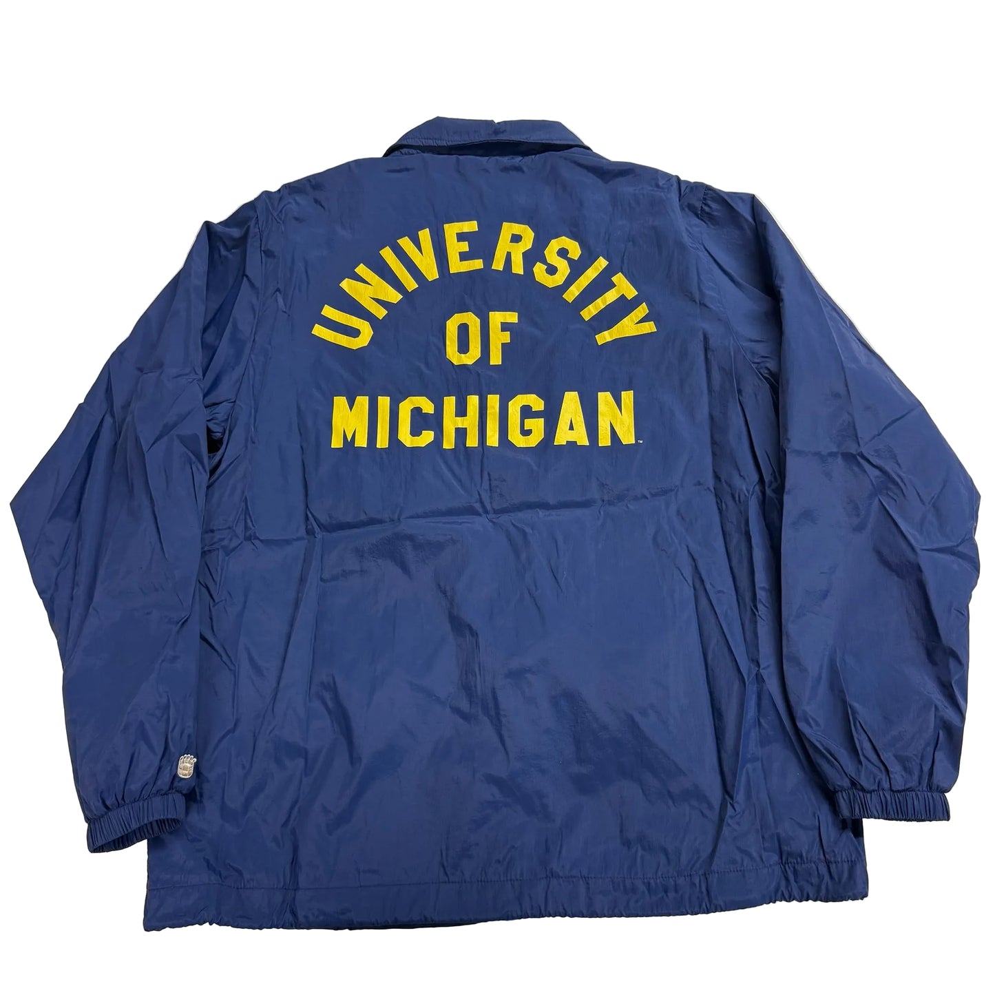 Blue jacket with 'University of Michigan' text on a white background