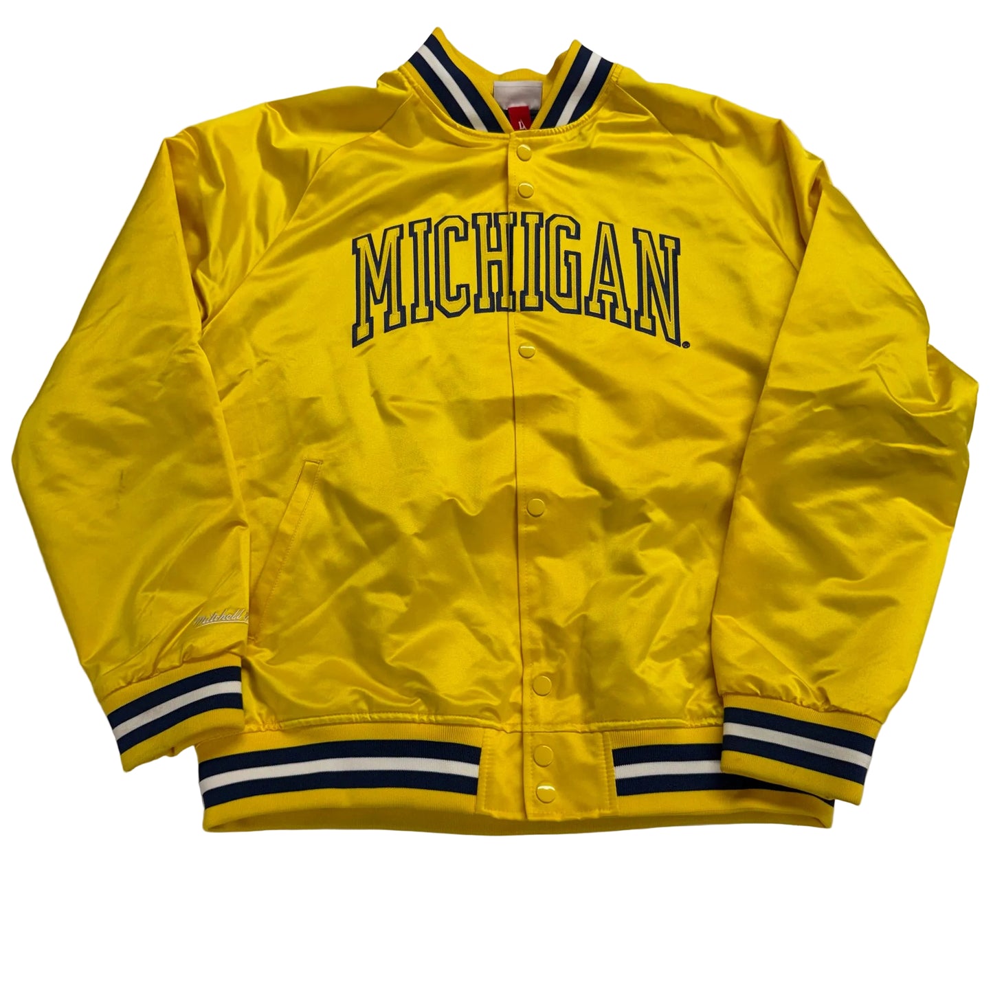 Yellow jacket with 'Michigan' text on a white background