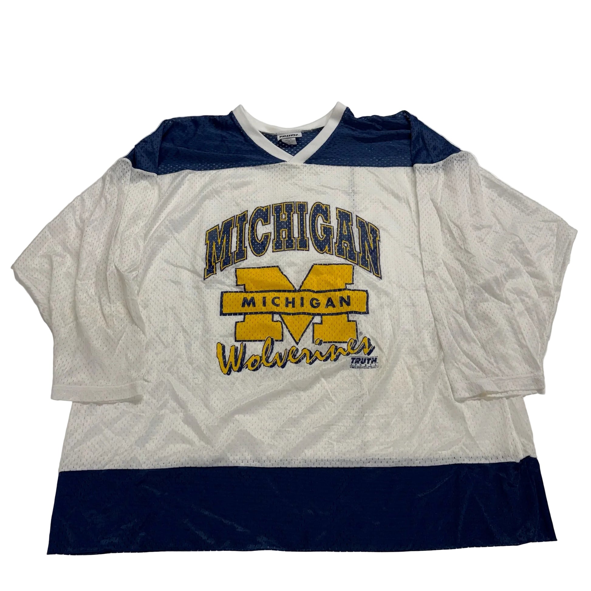 Vintage Michigan Wolverines sports jersey on a white background