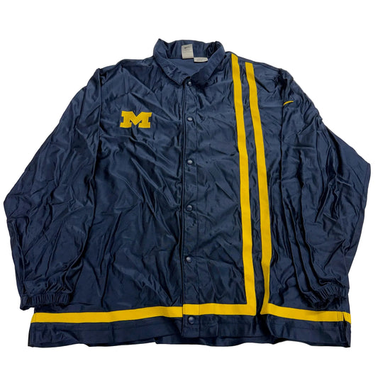 Navy jacket with yellow accents and a logo on a white background