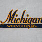 University of Michigan Crewneck Sweatshirt with embroidered Michigan Wolverines on front.