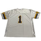 White sports jersey with number 1 on a white background
