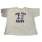 White t-shirt with 'Ohio State Sucks' graphic on a white surface