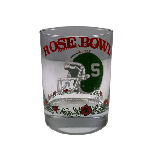 vintage msu 1988 rose bowl rocks glass