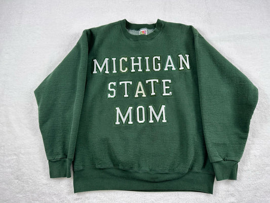 Michigan State Embroidered Mom Crewneck