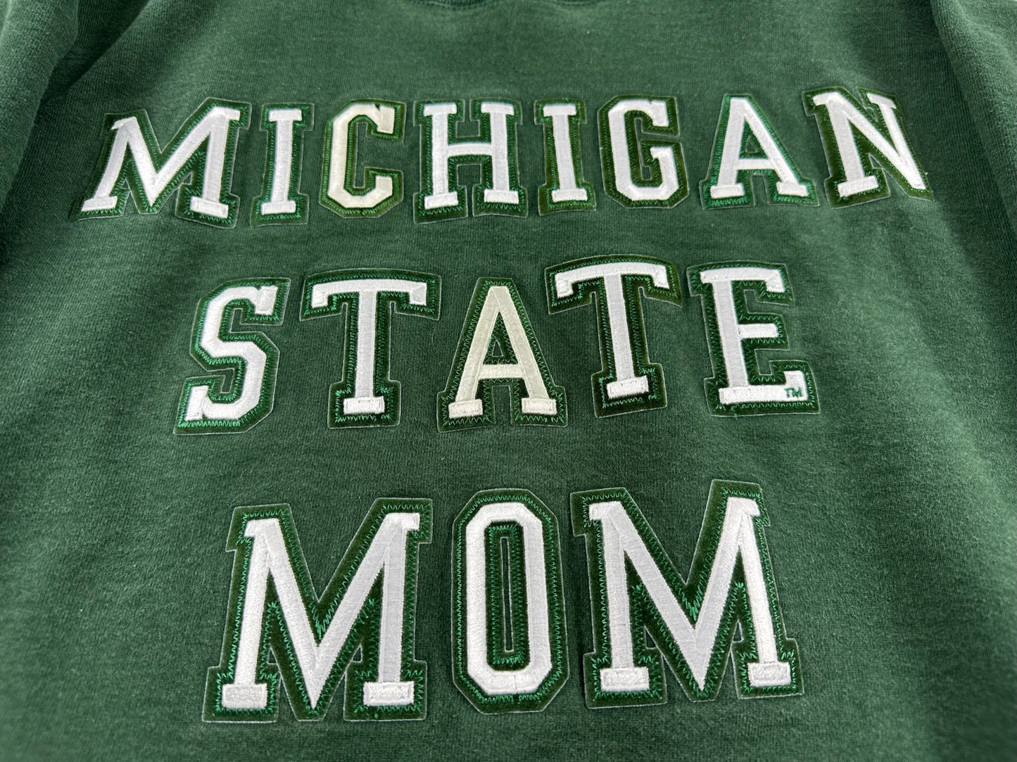 Michigan State Embroidered Mom Crewneck