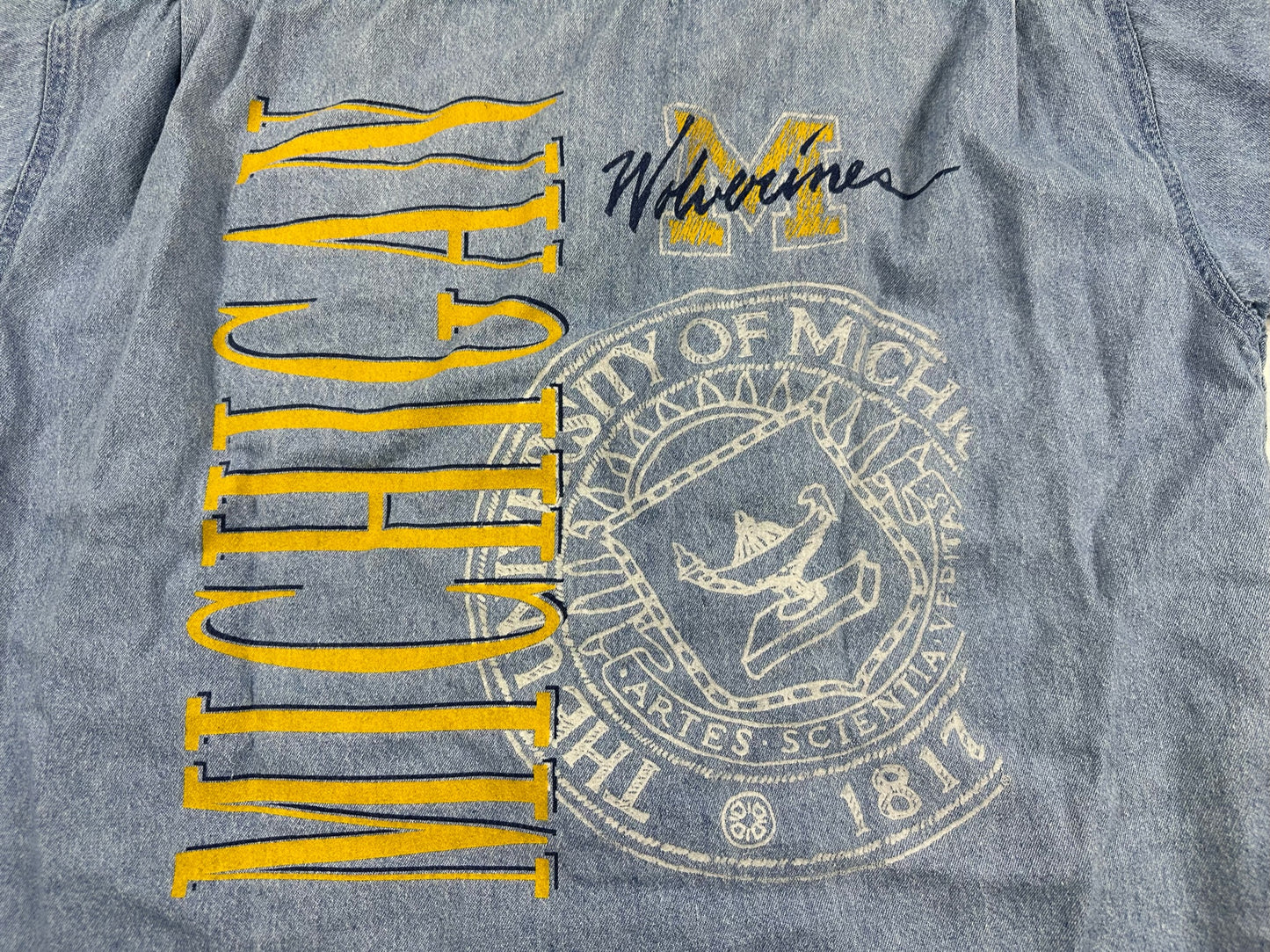Michigan Denim Button Down T-Shirt