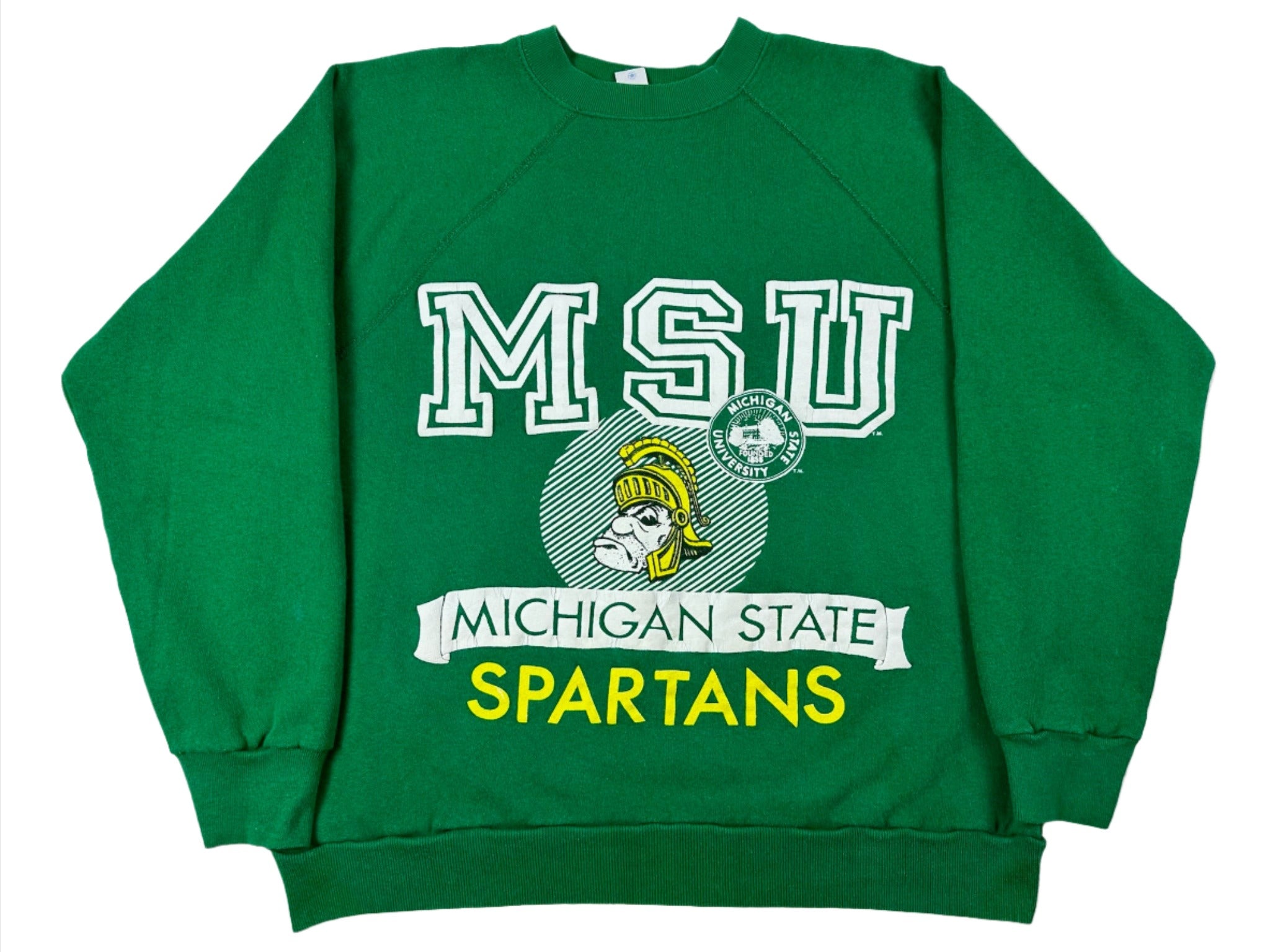 Vintage sports Crewneck sweater 80s deals MSU Michigan State Spartans