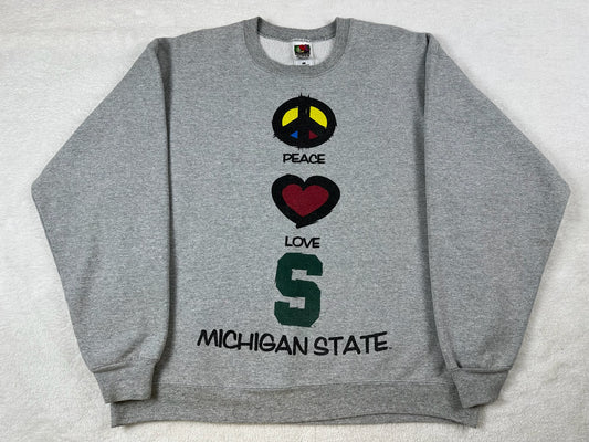 Michigan State Vintage Peace Love Crewneck