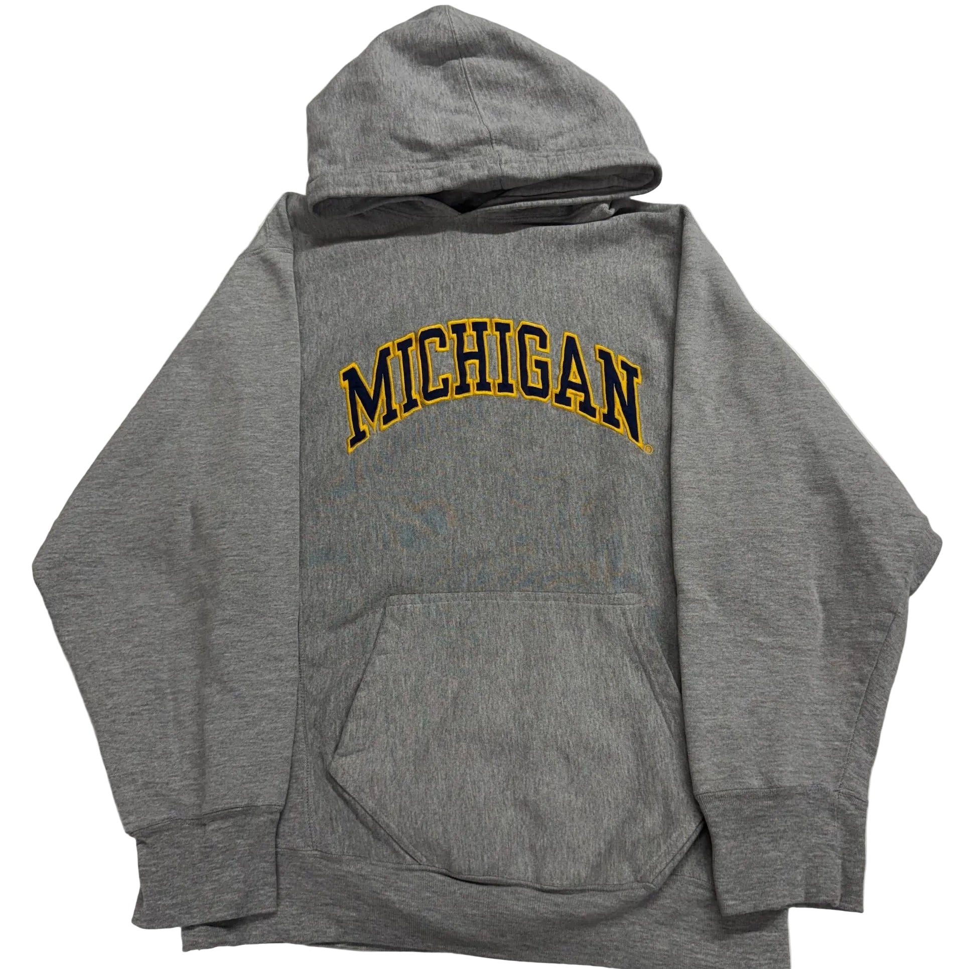 Gray hoodie with 'MICHIGAN' text on a white background