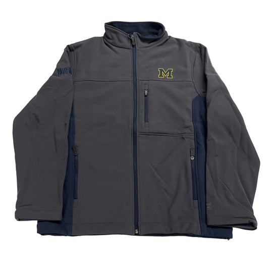 Gray jacket with a logo on a white background