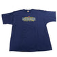 Blue t-shirt with 'Rose Bowl Michigan' text on a white background