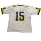 White sports jersey with number 15 on a white background