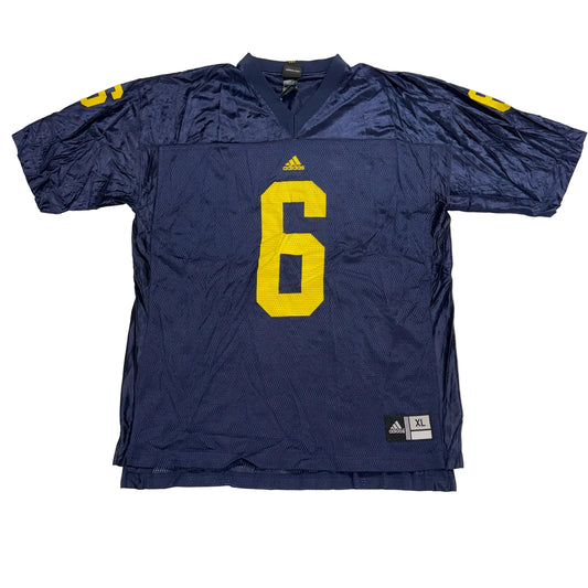 Navy blue sports jersey with yellow number 6 on a white background