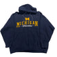 Navy blue hoodie with 'Michigan Wolverines' text on a light gray background