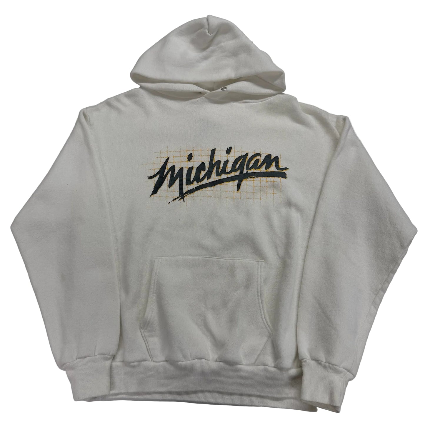 Light gray hoodie with 'Michigan' text on the back against a white background