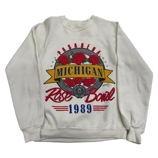 Vintage sweatshirt with 'Michigan Rose Bowl 1989' design on a white background