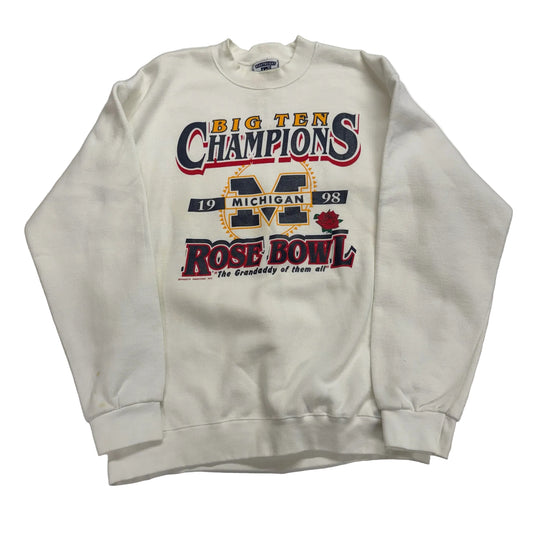 Vintage sweatshirt celebrating Big Ten Champions and Rose Bowl victory on a white background