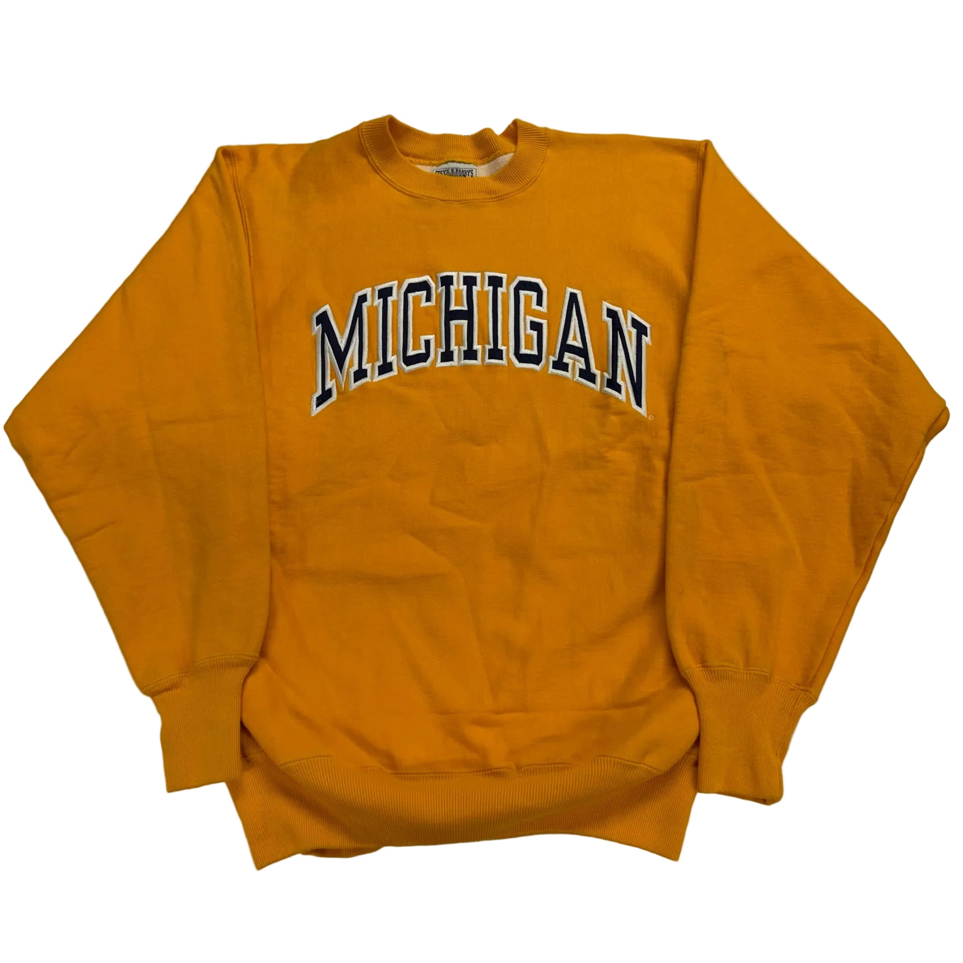 Yellow sweatshirt with 'MICHIGAN' text on a white background