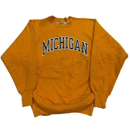 Yellow sweatshirt with 'MICHIGAN' text on a white background