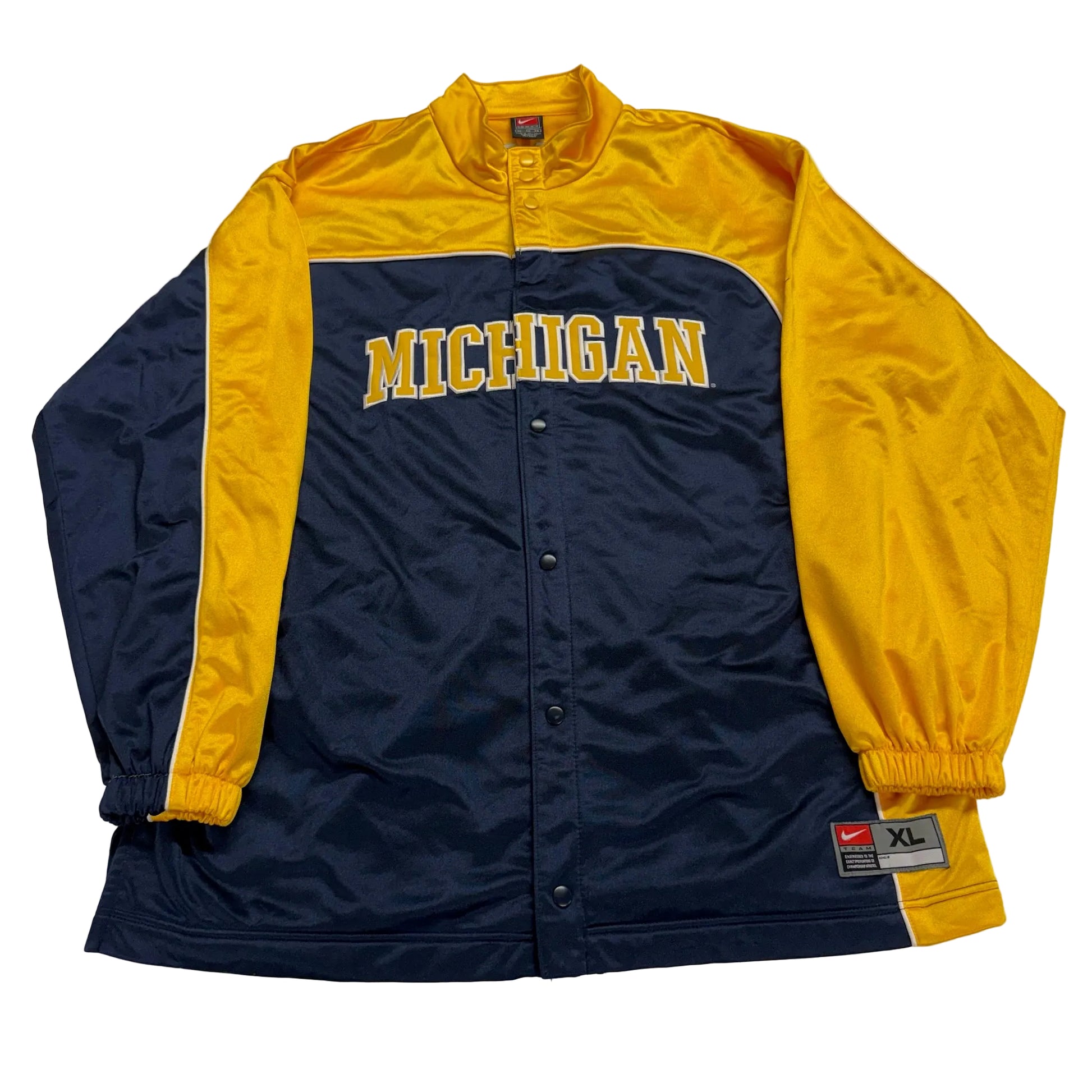 Navy and yellow jacket with 'Michigan' text on a white background