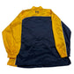 Navy and yellow jacket with a logo on a white background