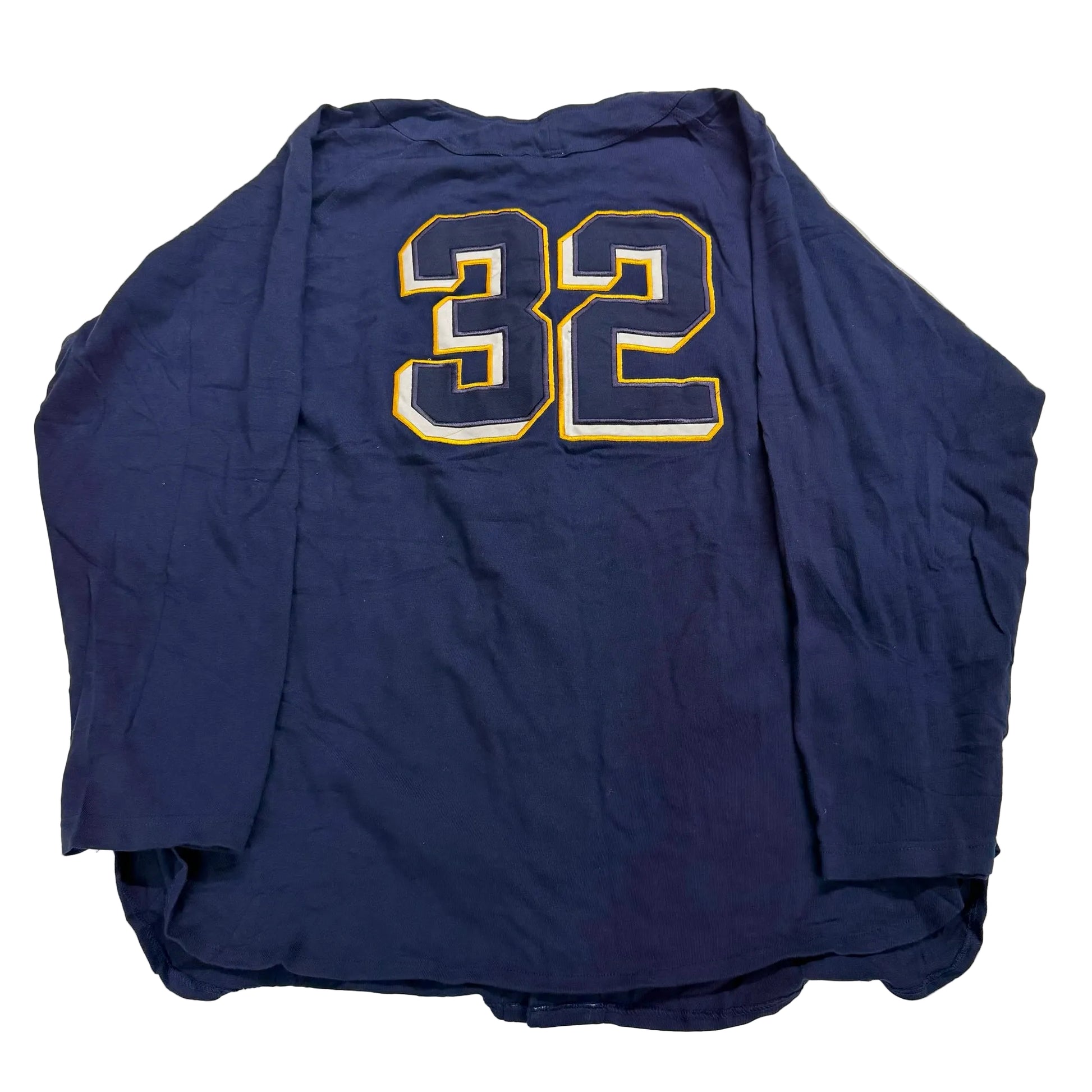 Blue sports jersey with number 32 on a white background