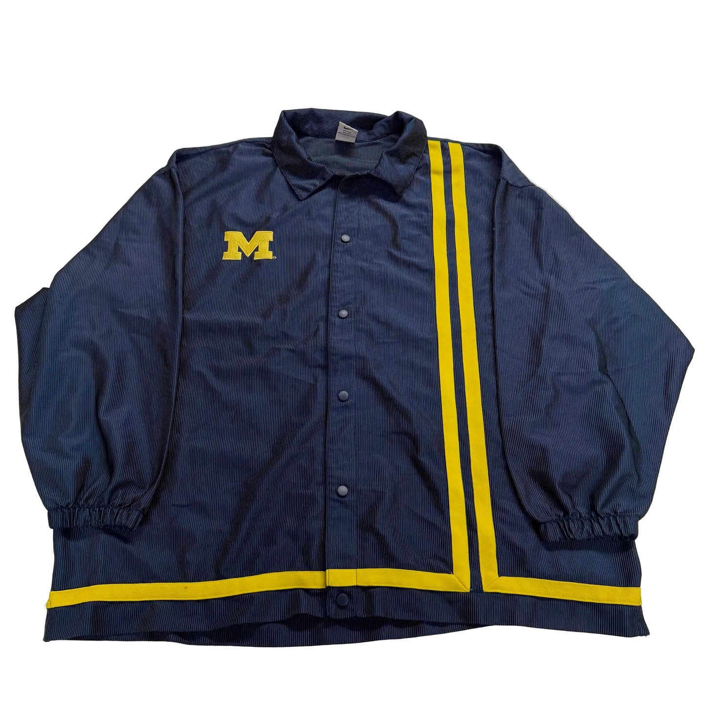 Navy jacket with yellow accents and a logo on a white background