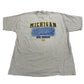 Gray t-shirt with 'Michigan Big House' graphic on a white background