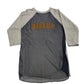 Gray and black baseball shirt with 'American Michigan' text on a white background