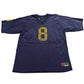 Blue sports jersey with yellow number 8 on a white background