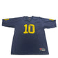 Blue sports jersey with yellow number 10 on a white background