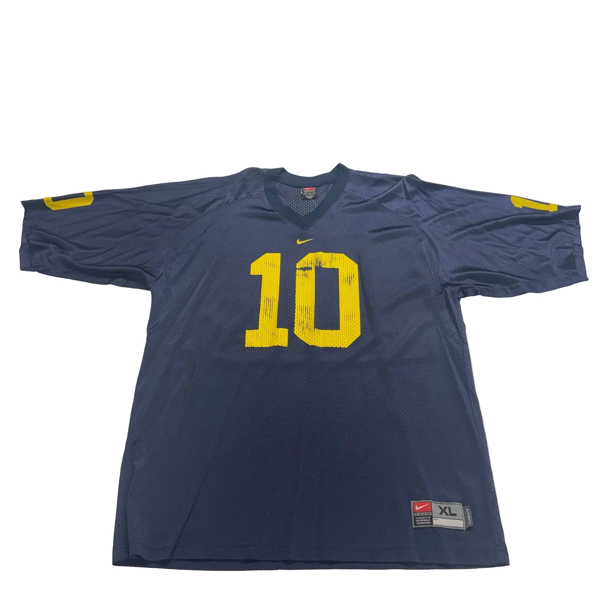 Blue sports jersey with yellow number 10 on a white background