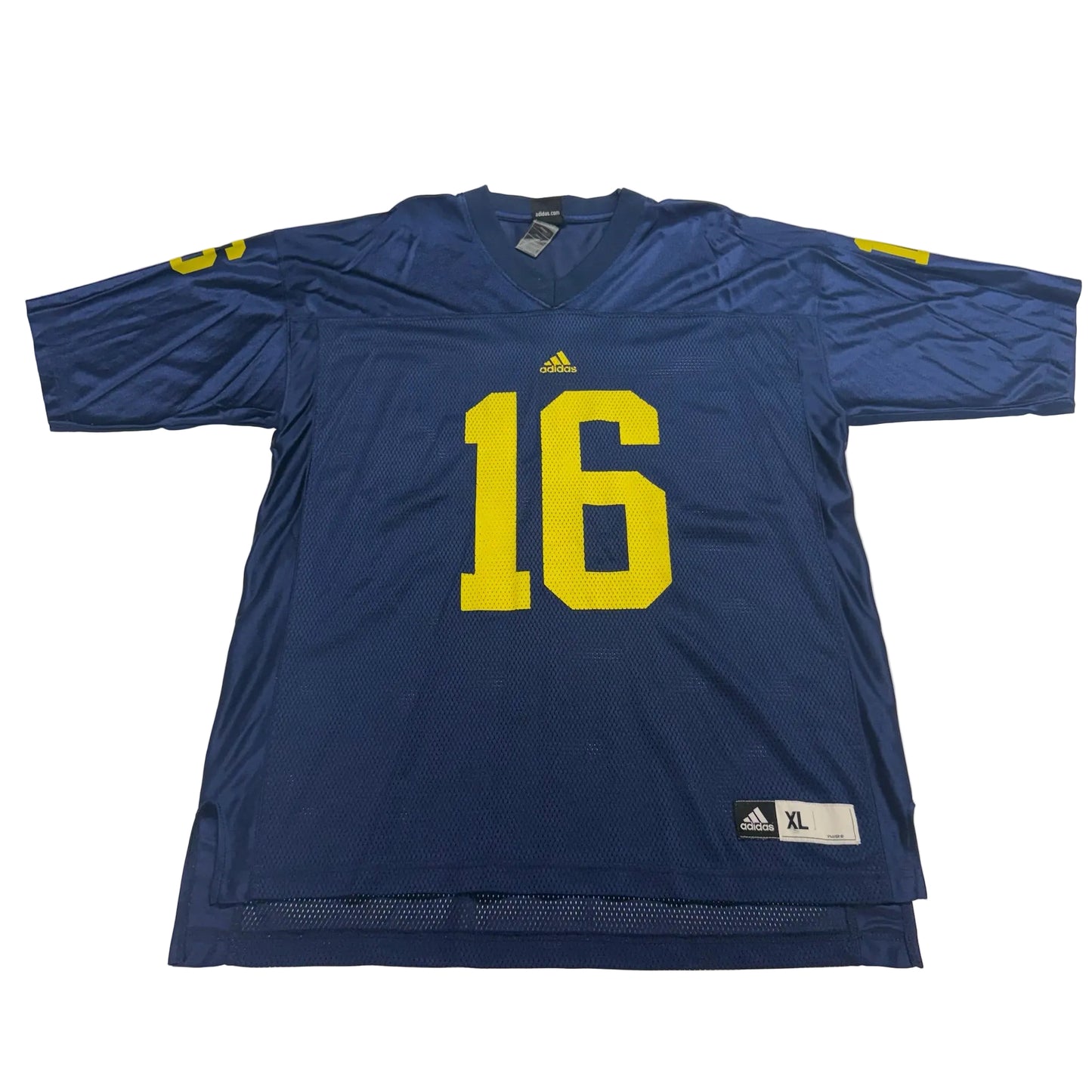 Blue sports jersey with yellow number 16 on a white background