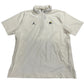 White short-sleeve shirt with a brand logo on a white background