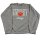 Gray sweatshirt with 'UNIVERSITY Vintage' text and red rose graphic on a white background