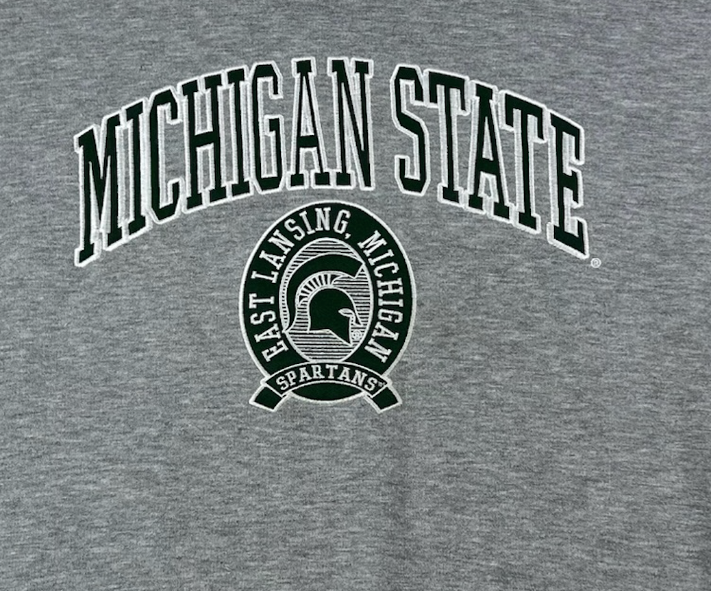 Michigan State Embroidered Crewneck