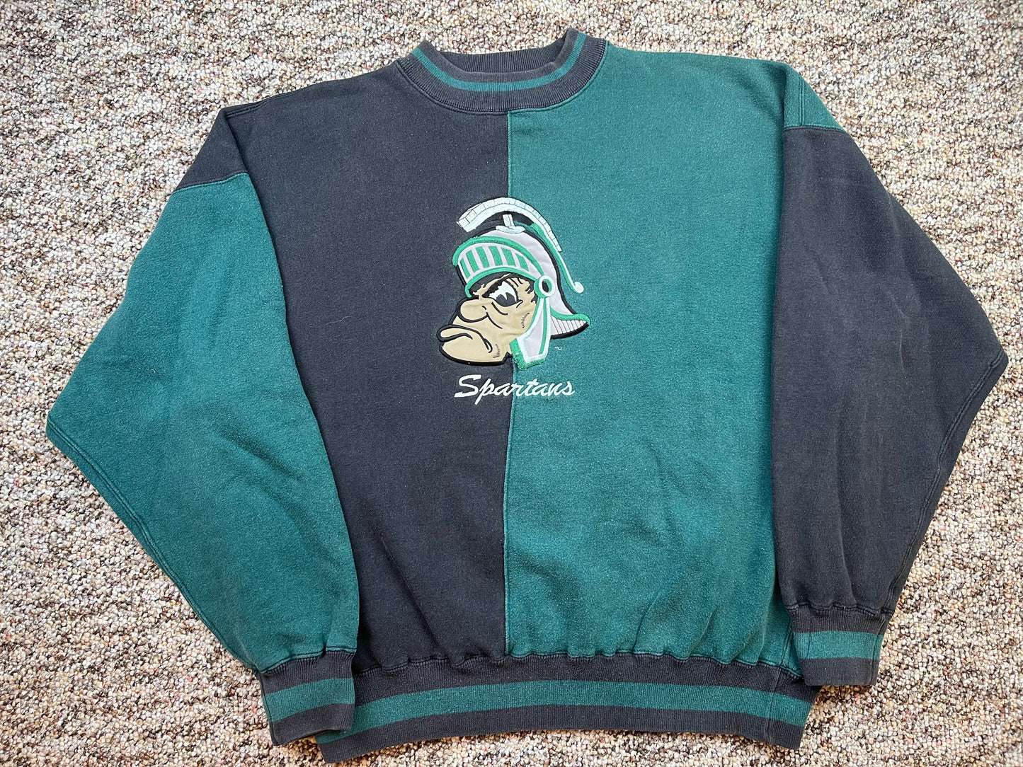 Michigan State Embroidered Gruff Sparty Crewneck