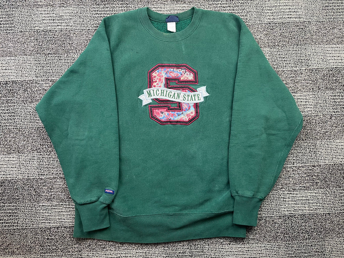 Michigan State Embroidered Reverse Weave Crewneck